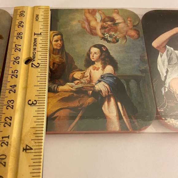 Vintage Baroque cherub art print Coasters Made in Spain MH Esteban Murillo - Picture 4 of 12